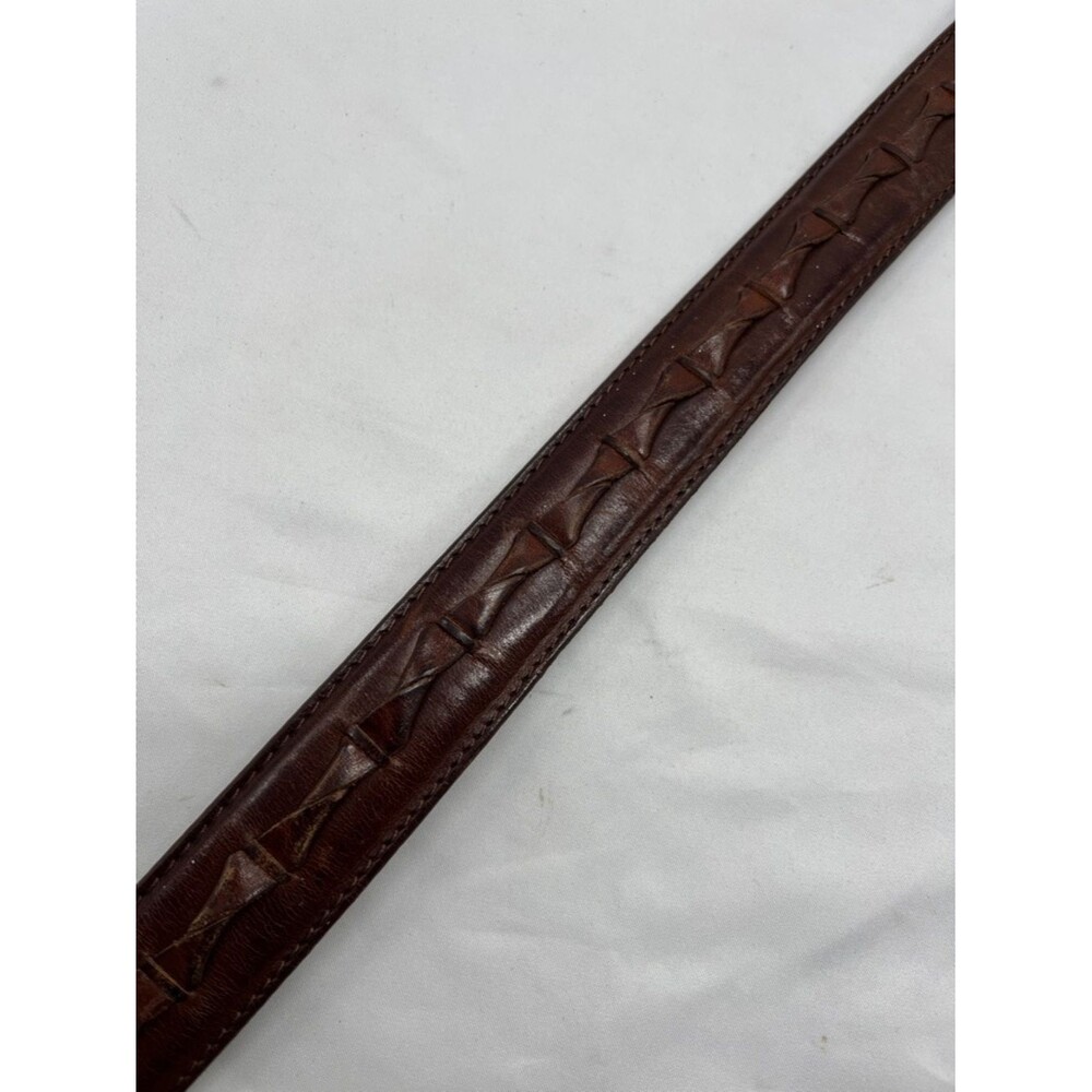 Vintage Fossil Brown Leather Twisted Belt with Brass Buckle - Picture 3 of 8